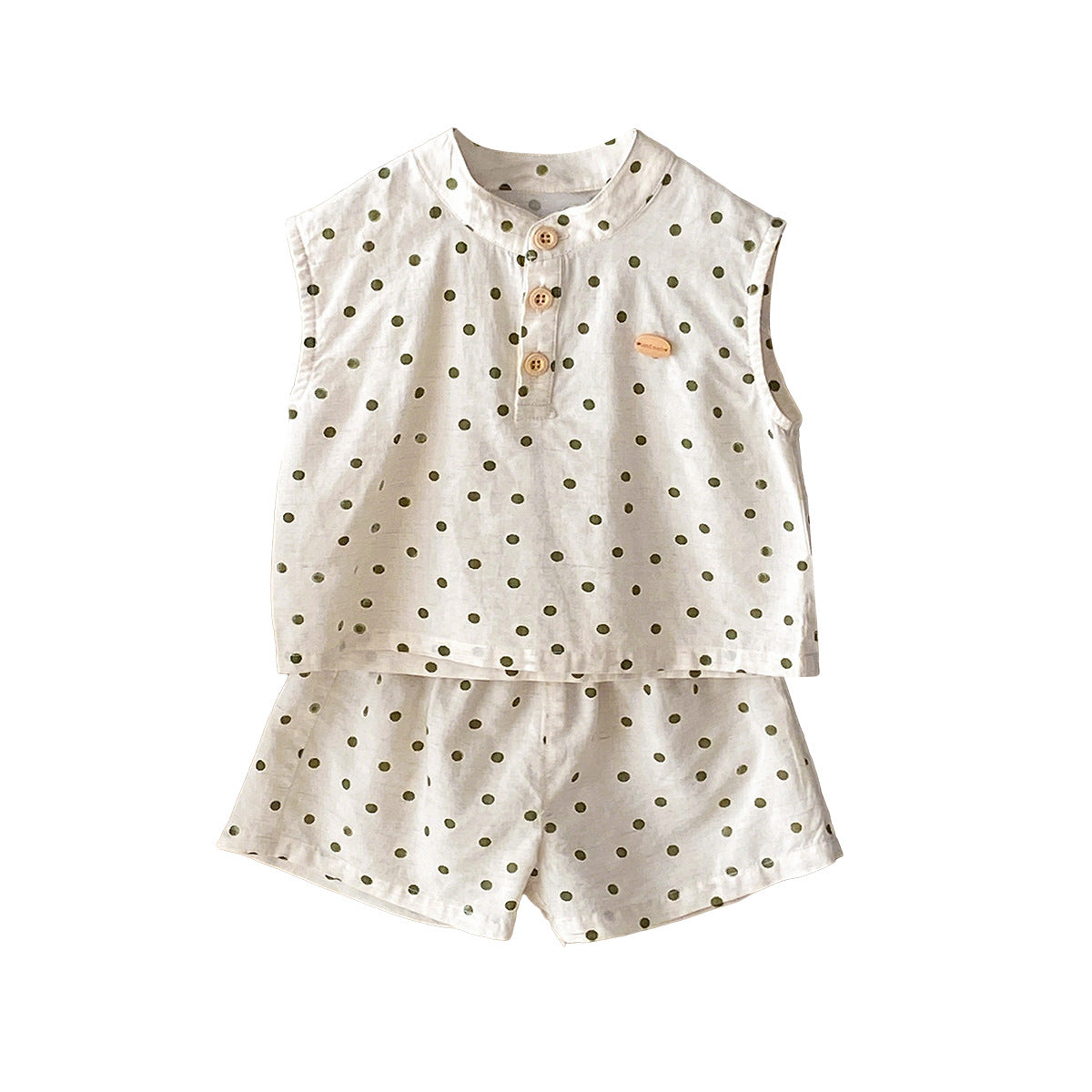 Pure Cotton Class A Two-Piece Set Polka Dot Tank Top Short Pants Stylish and Comfortable Children's Clothing