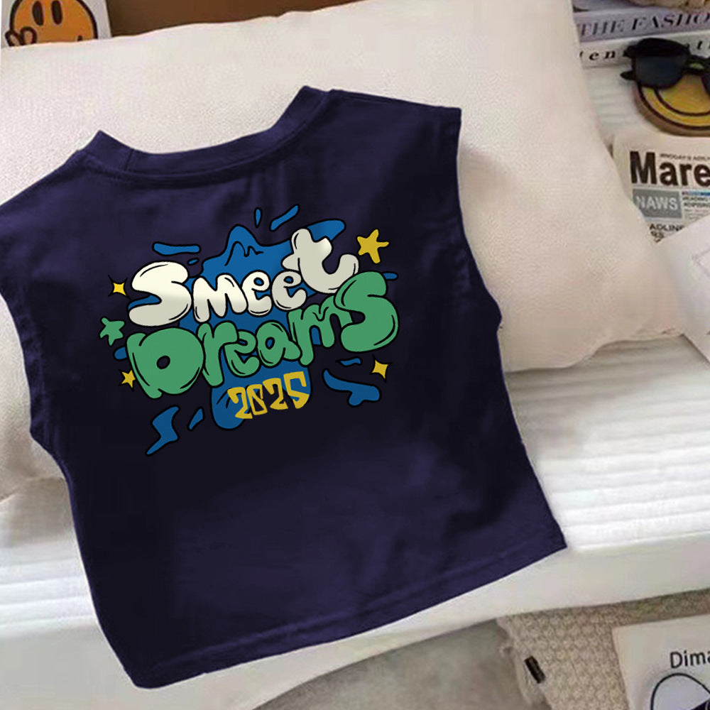 Children's Sleeveless T-Shirt Casual Versatile Kids Unisex Tank Top Shirt