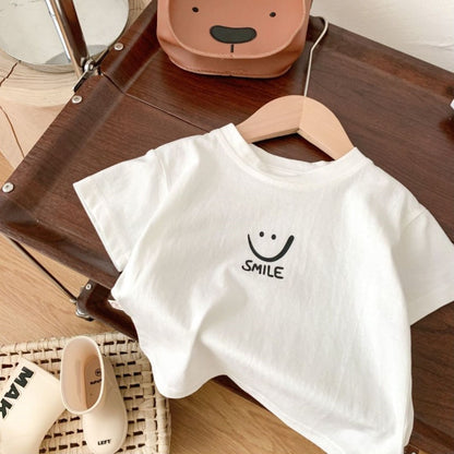 Kids Cute Baby Short Sleeve T-Shirt Simple Middle and Small Children's Unisex Top