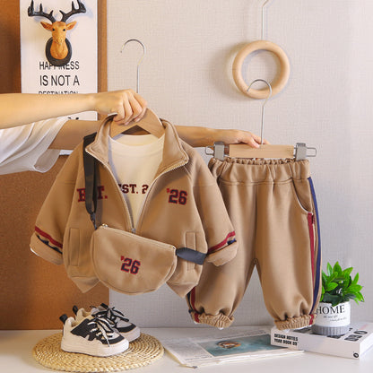 Shoulder bag long sleeved three piece set for baby children's clothing