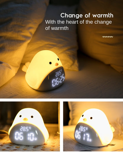 Time Bird LED Bedside Alarm Clock with Night Light – Cartoon Quiet Electronic Clock with USB Charging for Bedroom, Student Desk & Dormitory