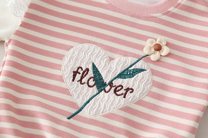 Children's striped casual long sleeved two-piece set baby autumn clothes