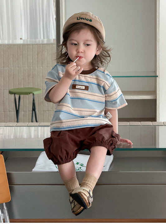 Two-Piece Set Toddler Short Sleeve Top Stylish Shorts and Soft Children's Clothing