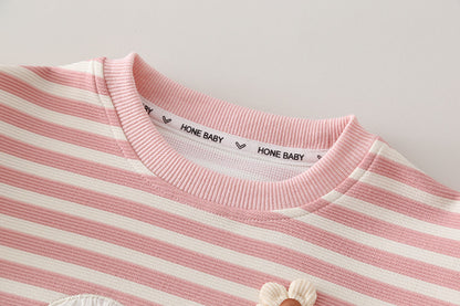 Children's striped casual long sleeved two-piece set baby autumn clothes