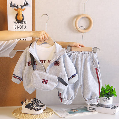 Shoulder bag long sleeved three piece set for baby children's clothing