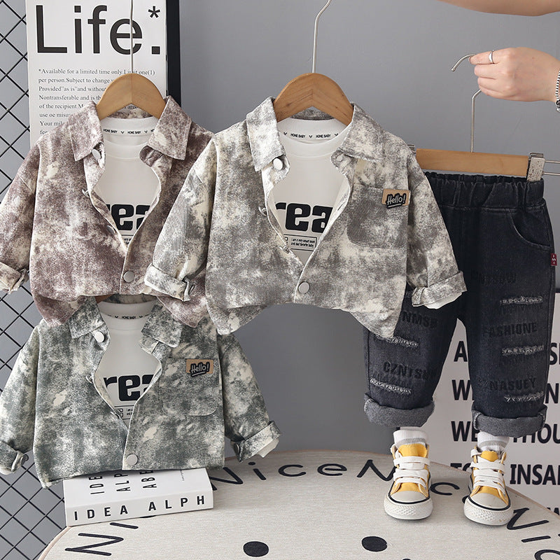 Autumn tie dye long sleeved three piece set for baby children's clothing
