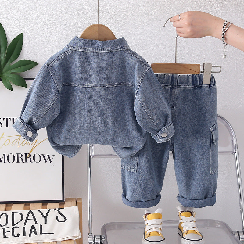 Children's Baby Autumn Denim Long Sleeve Two Piece Set