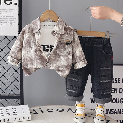 Autumn tie dye long sleeved three piece set for baby children's clothing