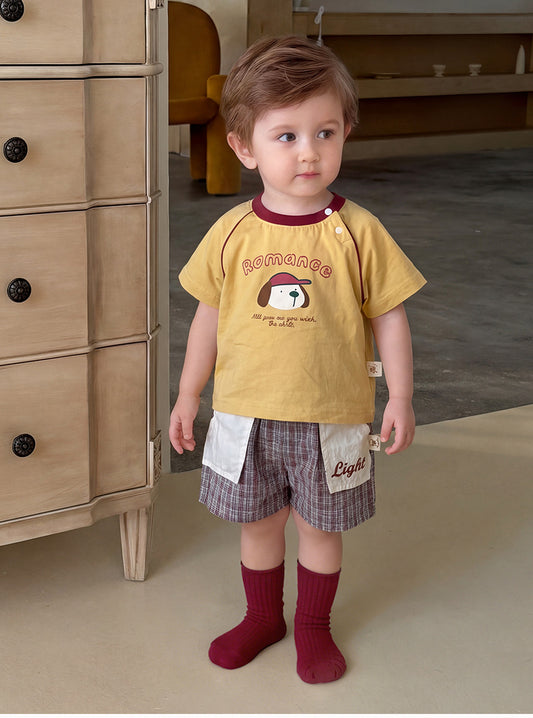 Short Sleeve T-Shirt and Shorts Set for Boys, Lightweight Summer Outfit