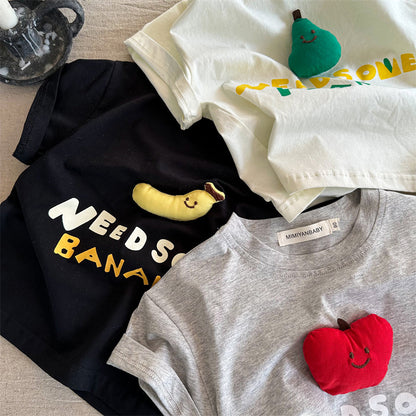 Children's Short Sleeve T-Shirt Cartoon Fruit 3D Character