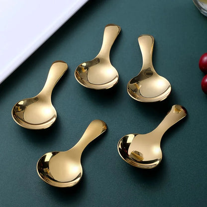 5Pcs Salt Sugar Spice Spoons Tea Coffee Scoop Mini Gold Stainless Steel Spoon Set Small Kitchen Spoon For Jars Containers