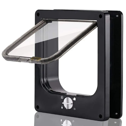 4 Ways Locking Cat Flap Door with Security Lock ABS Easy Installation Self-Closing Pet Door Turn Knob Weatherproof Dog Flap Door