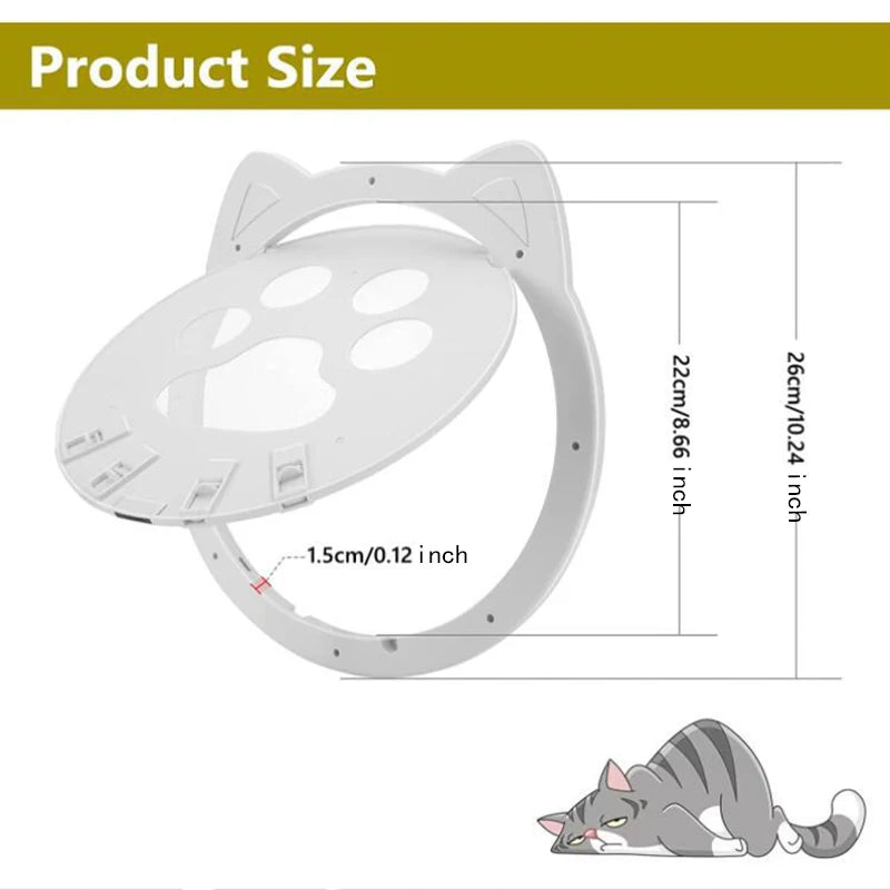4 Ways Lock Small Cat Paw Print Flap Pet Door Puppy Door for Interior Exterior Door Window Lockable Safe Dog Gate Screen Door