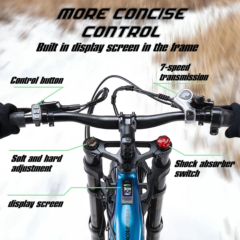 KIMDYMA K03 3000W Dual Motor Electric Bike for Adults, 48V Lithium Battery 26" Fat Tyre All-Terrain E-bike with Hydraulic Brakes