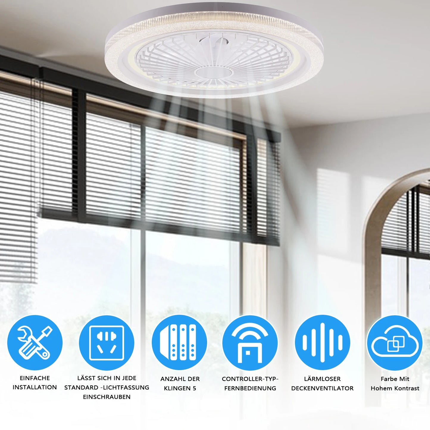 49x49cm Modern Ceiling Fan with Light 6 Speeds Reversible Low Profile Ceiling Fan Light 3CCT LED Dimmable Flush Mount Ceiling Fans with Lights Timing Ceiling Fans Light with Remote for Living Room Kitchen Bedroom And Office