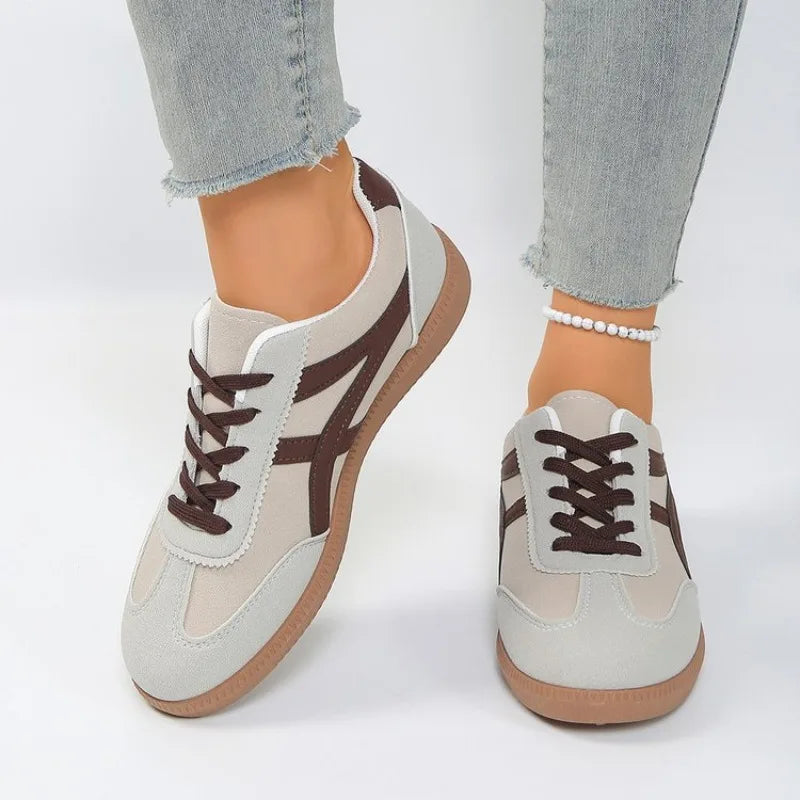 Large Size Women's Running Shoes Fashionable Retro Casual All-Match Flat Bottom Sports Sneakers Autumn Season White Shoes