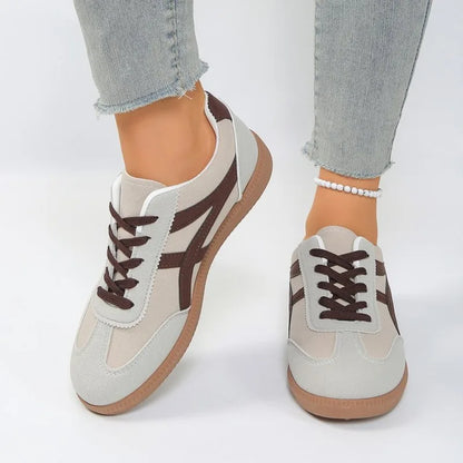 Large Size Women's Running Shoes Fashionable Retro Casual All-Match Flat Bottom Sports Sneakers Autumn Season White Shoes
