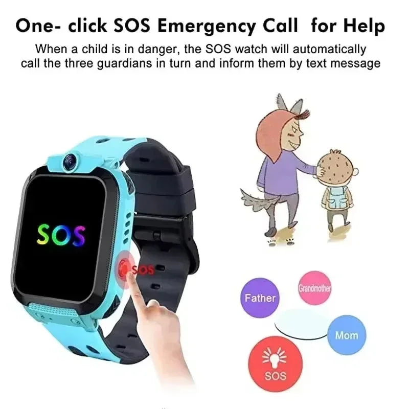 Lenovo 2027 New 5G Kids Smart Watch GPS Location Sim Card Call SOS Camera Waterproof Child Watch for Boys Girls Present Gift