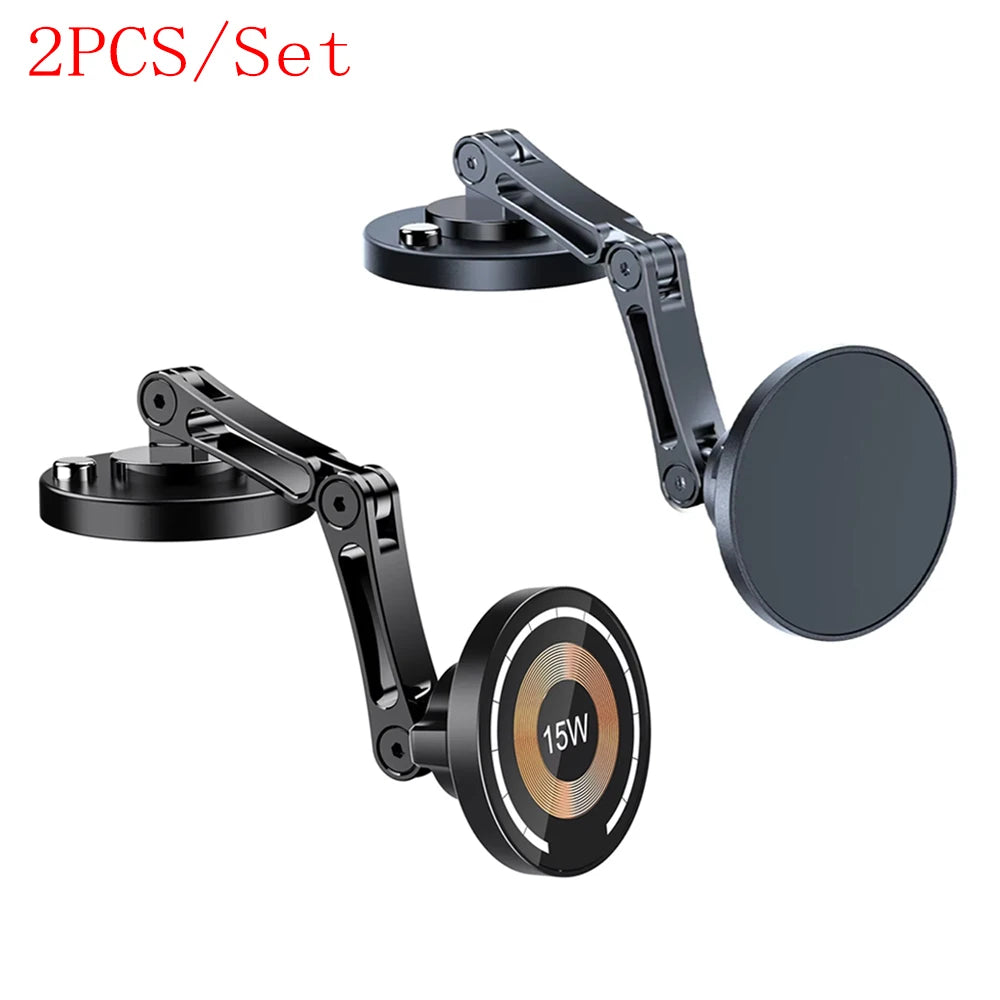 Magnetic Car Phone Holder Wireless Charger Rotation Holder Fast Charging for iPhone 16/15/14/13 Samsung Magsafe Car Phone Stand