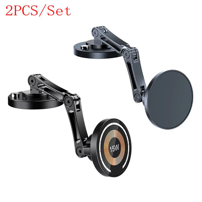 Magnetic Car Phone Holder Wireless Charger Rotation Holder Fast Charging for iPhone 16/15/14/13 Samsung Magsafe Car Phone Stand