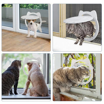 4 Ways Lock Small Cat Paw Print Flap Pet Door Puppy Door for Interior Exterior Door Window Lockable Safe Dog Gate Screen Door