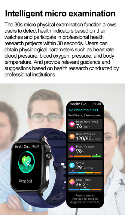 2025 New AI Diagnosis Blood Lipids Uric Acid Body composition Test Smart Watch For Men ECG+PPG Bluetooth Call Health Smartwatch