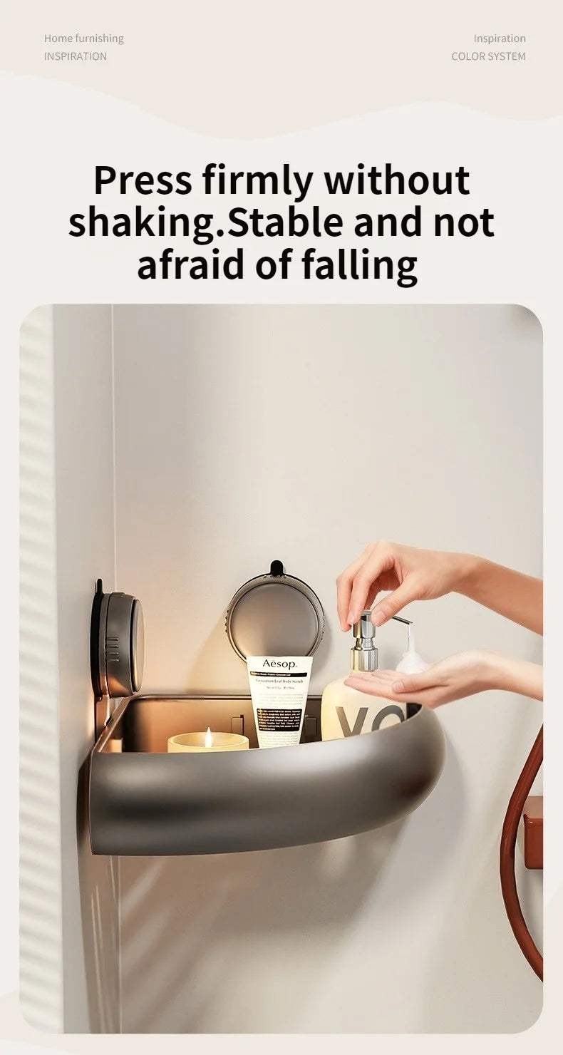 Wall-Mounted Suction Cup Bathroom Corner Storage Shelf – No-Drill Triangle Organizer Rack for Shower, Toilet & Washstand