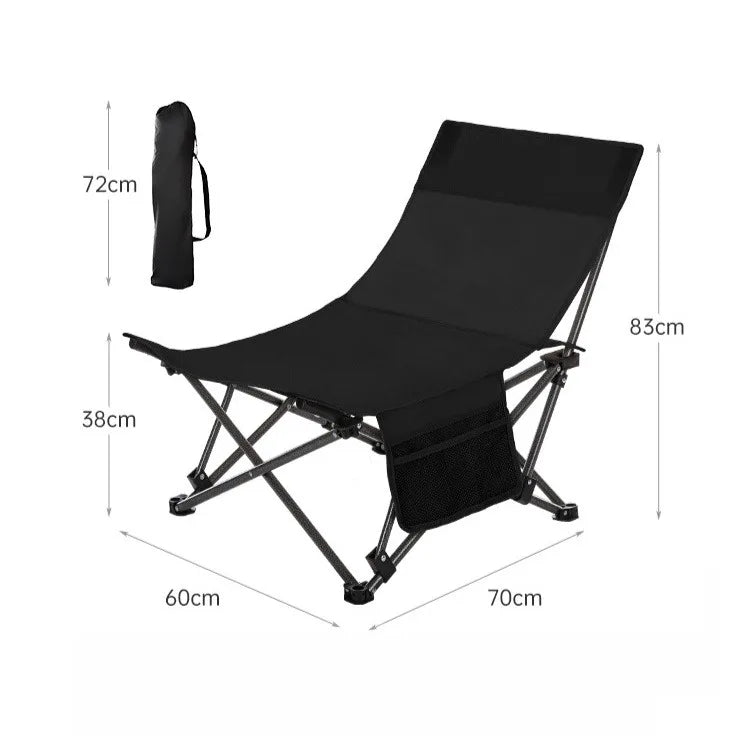 Outdoor Portable Folding Chair Camping Outing Lightweight Adjustable Recliner Fishing Leisure Chair Lunch Break Back Moon Chair