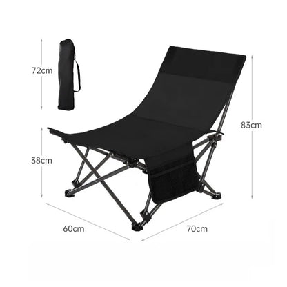 Outdoor Portable Folding Chair Camping Outing Lightweight Adjustable Recliner Fishing Leisure Chair Lunch Break Back Moon Chair