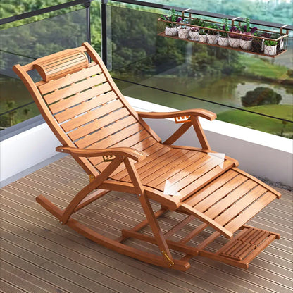 Portable bamboo rocking chair foldable lounge chair outdoor terrace garden leisure rocking chair lunch break lounge chair