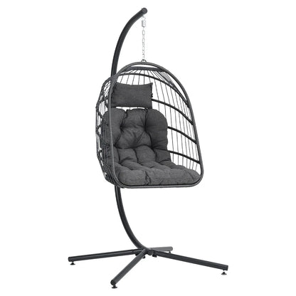 Woven hanging chair with stand and cushions hanging swing egg chair indoor outdoor patio garden leisure chair