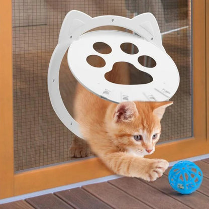 4 Ways Lock Small Cat Paw Print Flap Pet Door Puppy Door for Interior Exterior Door Window Lockable Safe Dog Gate Screen Door