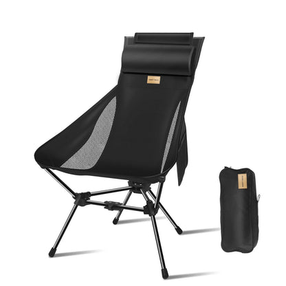 WESTTUNE Lightweight Folding High Back Camping Chair with Head Support Portable Compact Outdoor Travel Picnic Beach Longue Chair