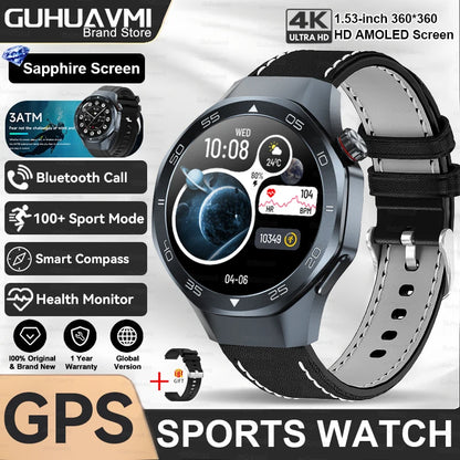 2026New Luxury Mens GPS Motion Smart Watch Military Wristwatch Waterproof Compass Altimeter Man Electron Sports Business Watches