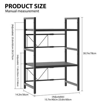 Expandable Microwave Shelf, 1 or 2 Tier Microwave oven Rack Stand Storage Holder Kitchen Corner Shelf Desktop Printer Shelf Rack