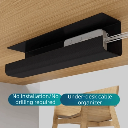 PVC Under Desk Cable Management Tray Large Capacity Easy Installation No Punch Cable Organizer Adhesive Mount Minimalist Design
