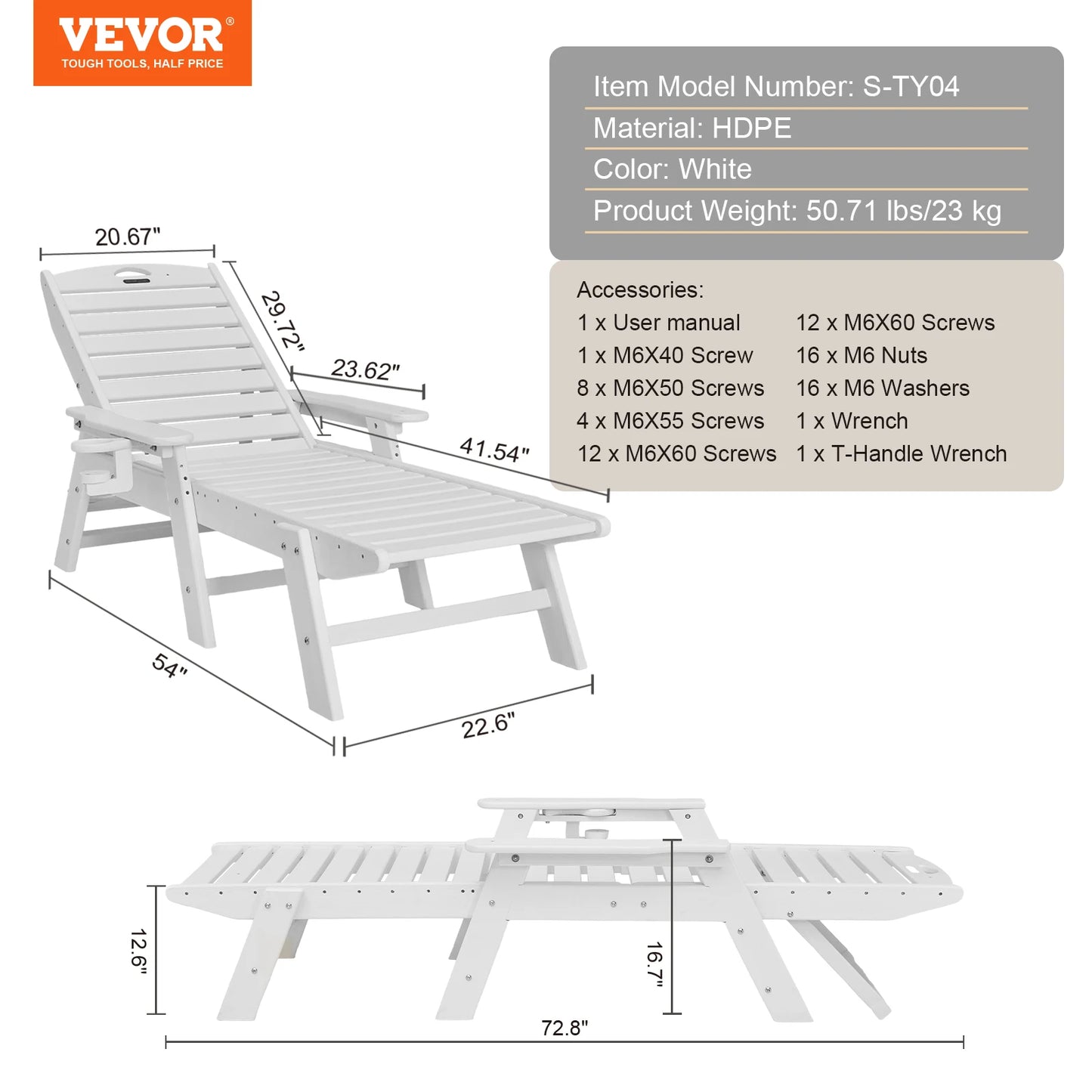SucceBuy Chaise Lounge Chair Weight Capacity Adjustable Patio Lounge Chair for Outdoor for Pool Poolside Deck Backyard Lawn