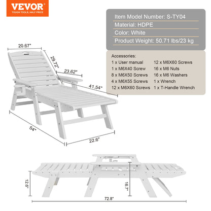 SucceBuy Chaise Lounge Chair Weight Capacity Adjustable Patio Lounge Chair for Outdoor for Pool Poolside Deck Backyard Lawn