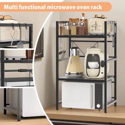 Expandable Microwave Shelf, 1 or 2 Tier Microwave oven Rack Stand Storage Holder Kitchen Corner Shelf Desktop Printer Shelf Rack