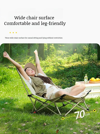 Outdoor Portable Folding Chair Camping Outing Lightweight Adjustable Recliner Fishing Leisure Chair Lunch Break Back Moon Chair