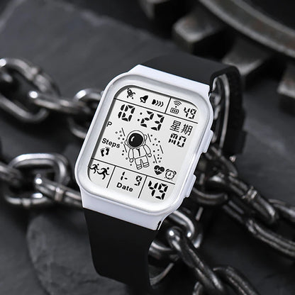 Fashion Digital Watch for Men Women Kids Spaceman Sweaterproof Sport Watches Multifunction Clock Student Electronic Wristwatch