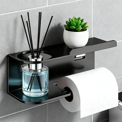 Self Adhesive Toilet Paper Holder Wall Mounted Kitchen Towel Rack Storage Organizer Bathroom Accessories No Drill Wall Storage