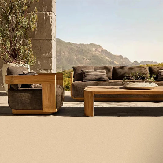 Sofas, solid teak outdoor furniture, factory direct sales, suitable for gardens, courtyards, parks and hotels; high-end sofas