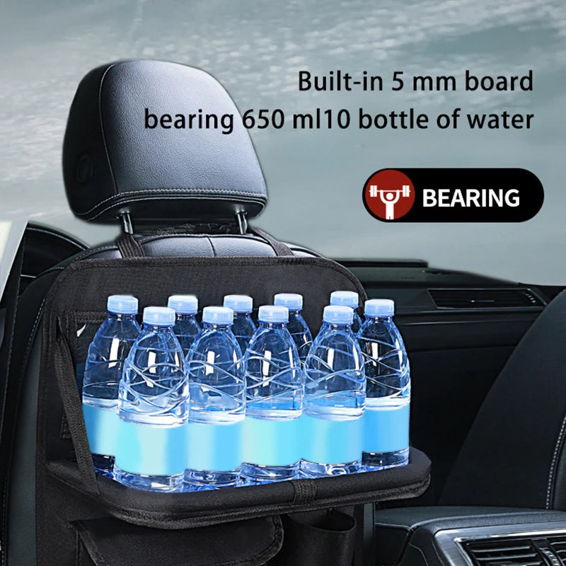 Car Back Seat Storage Holder Multi-Pocket Waterproof Organizer Large Capacit with Foldable Tray Cup/Tissue Holder Storage Pocket