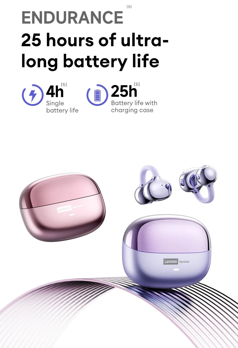 Choice Lenovo LE302 OWS Ear Clip Earphones Wireless Bluetooth 6.0 Headset HD Call Earbuds Low Latency Gaming Headphones New