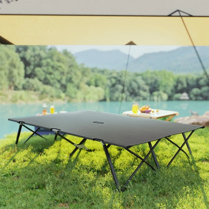 Outsunny Double Camping Cot Bed with Carry Bag, Foldable Heavy Duty Sleeping Cot for Two Adults, Portable Outdoor Travel Bed with Steel Frame, Charcoal Grey