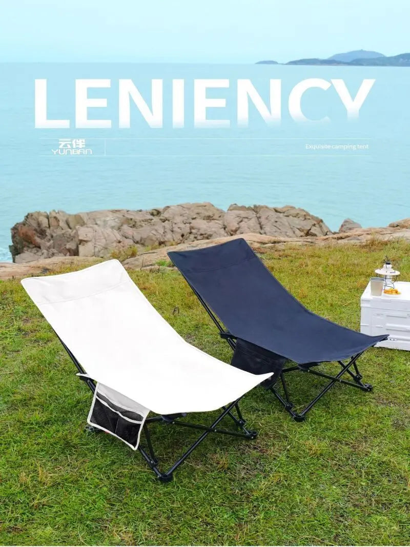 Outdoor Portable Folding Chair Camping Outing Lightweight Adjustable Recliner Fishing Leisure Chair Lunch Break Back Moon Chair
