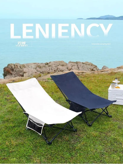 Outdoor Portable Folding Chair Camping Outing Lightweight Adjustable Recliner Fishing Leisure Chair Lunch Break Back Moon Chair
