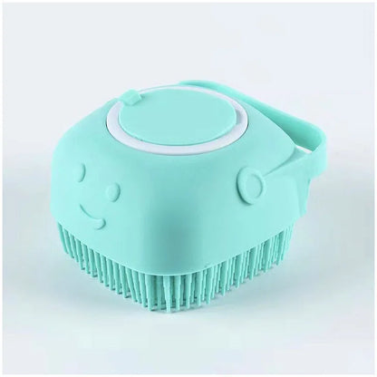 Pet Bath Brush 2-in-1 Silicone Dog Cat Grooming Brush with Shampoo Dispenser, Massage Tool for Puppy Kitten Bathing