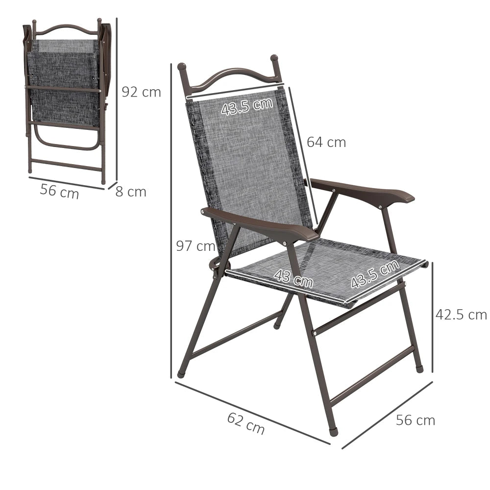 Portable Folding Camping Chairs With Armrests, High Back Breathable Mesh Outdoor Garden Chair Set, Foldable Space-Saving Patio Yard Leisure Chairs